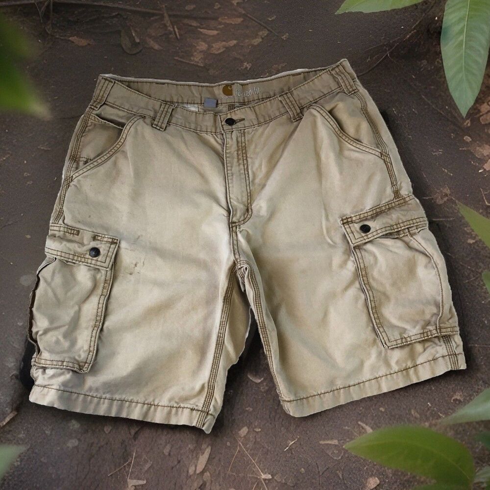 Carhartt Mens Relaxed Fit Canvas Cargo Shorts Tan Khaki Spring 2017 Size 36